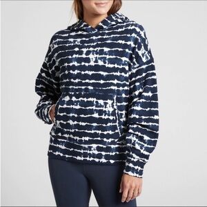 ATHLETA Tahiti Blue White Balance Hoodie Sweatshirt Sz S Tall ST